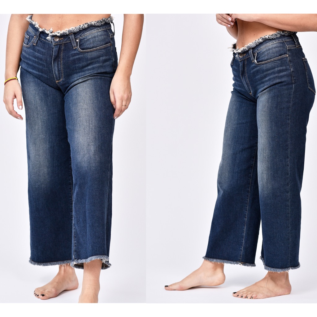 Rare Paige High Waisted Frayed Top&Bottom Jeans